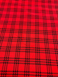 Red & Black Check Print Viscose Elastane Fabric