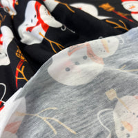 Snowman Broom Print Soft Spun Poly Stretch Fabric