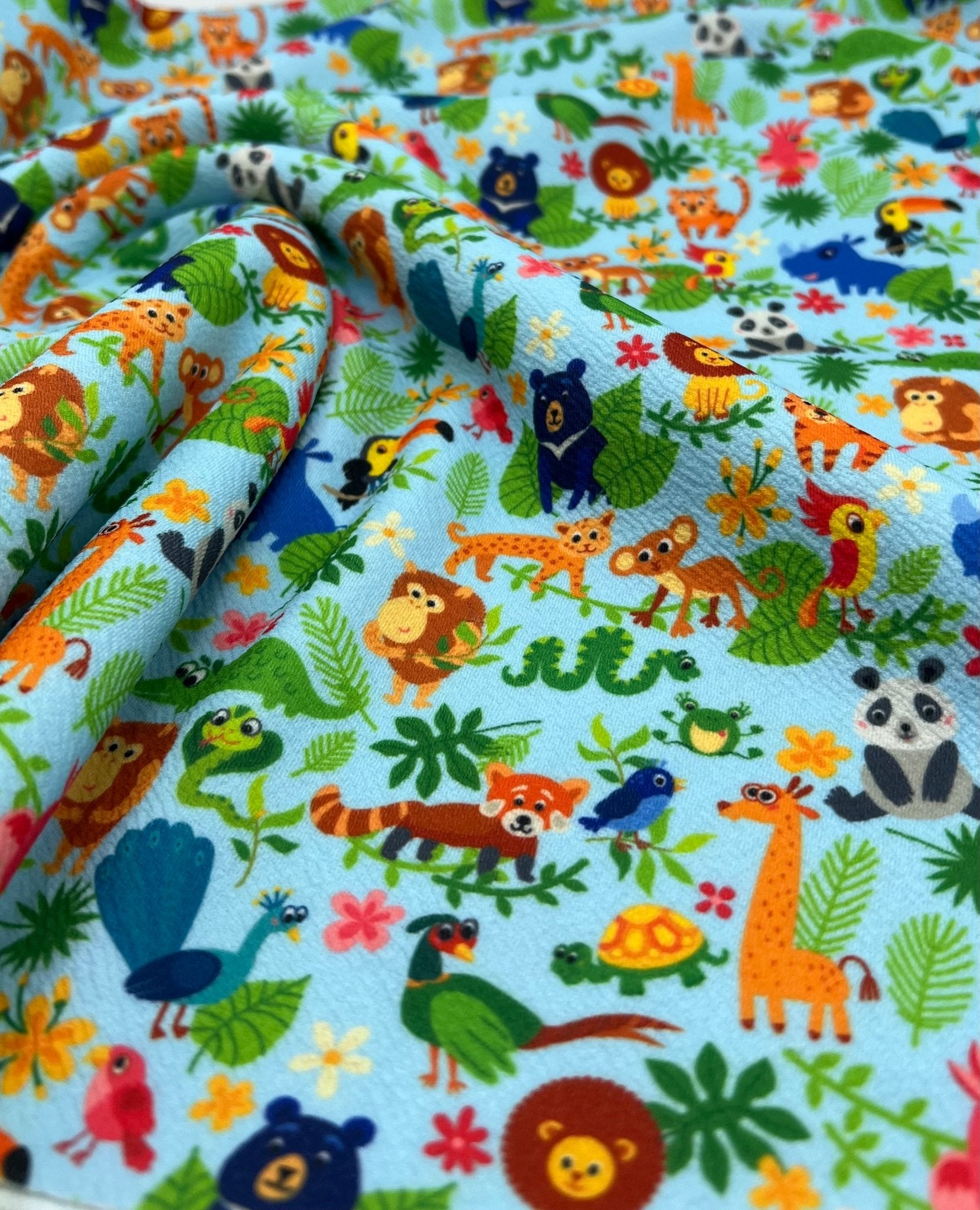 Animal Baby Blue Print Liverpool Stretch Fabric - T9 Fabrics