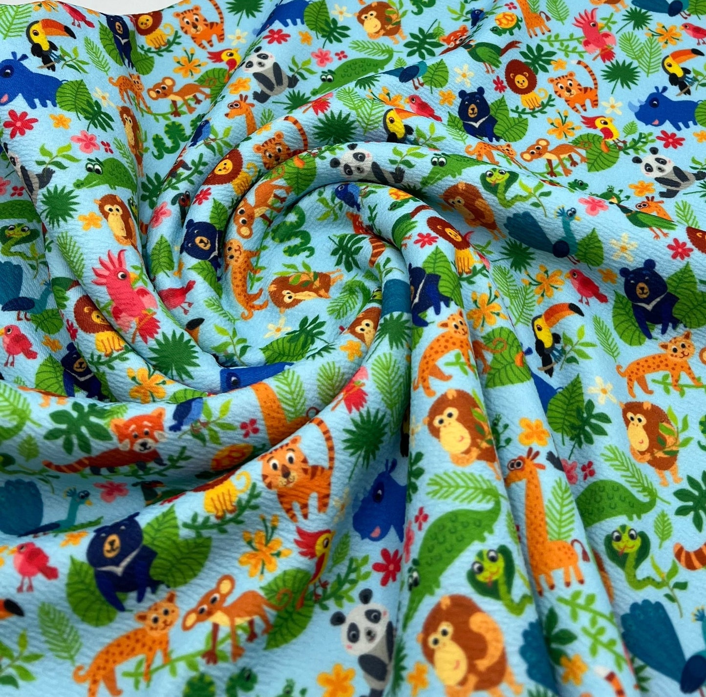 Animal Baby Blue Print Liverpool Stretch Fabric - T9 Fabrics