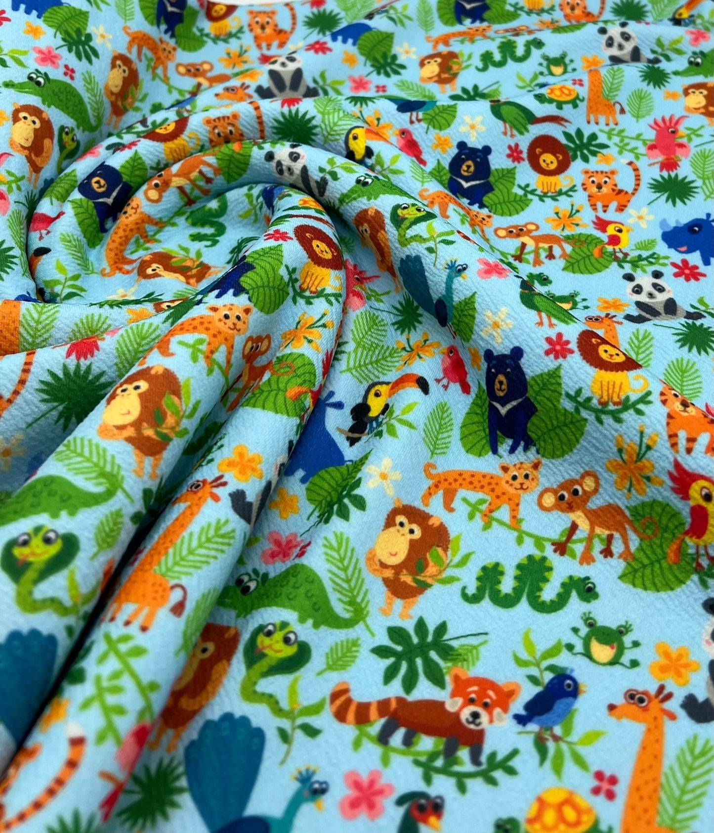 Animal Baby Blue Print Liverpool Stretch Fabric - T9 Fabrics