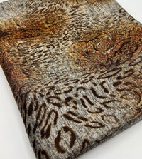 Animal Grey Orange Floral Melange Knit Stretch Fabric - T9 Fabrics