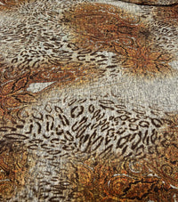 Animal Grey Orange Floral Melange Knit Stretch Fabric - T9 Fabrics