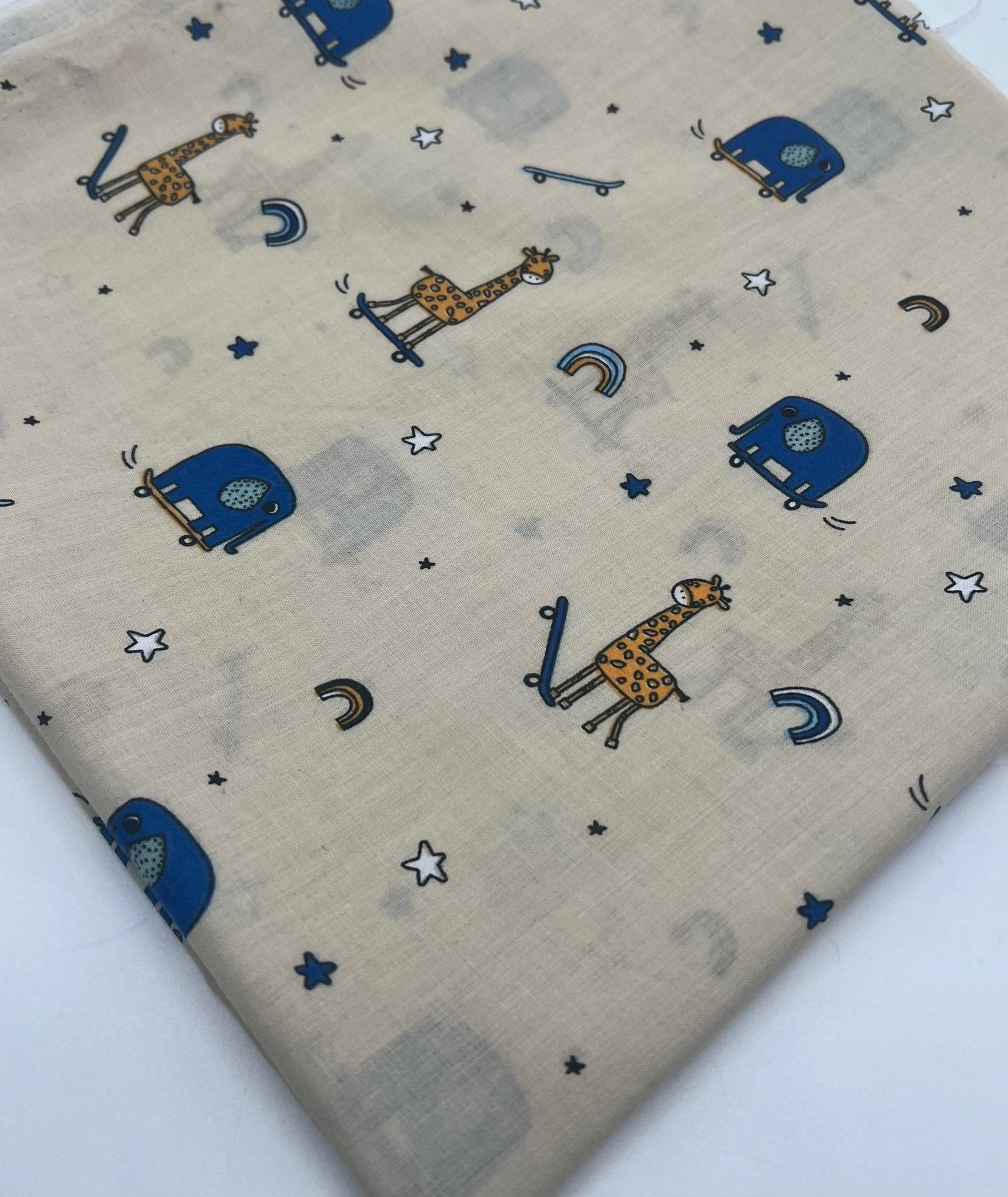 Animals Scoot Beige Printed Poly Cotton 90 GSM 80/20 44 Inch Non Stretch - T9 Fabrics