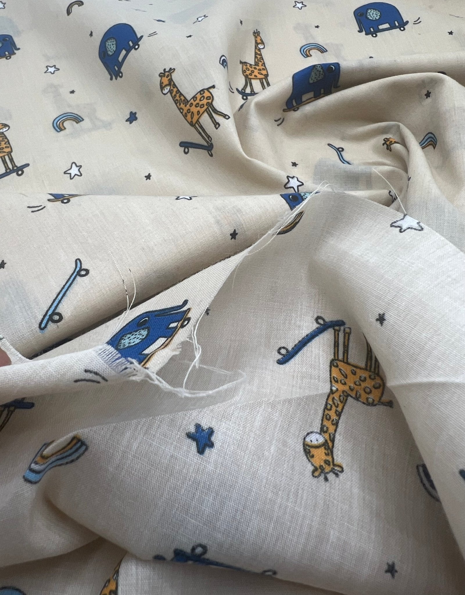 Animals Scoot Beige Printed Poly Cotton 90 GSM 80/20 44 Inch Non Stretch - T9 Fabrics