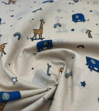 Animals Scoot Beige Printed Poly Cotton 90 GSM 80/20 44 Inch Non Stretch - T9 Fabrics