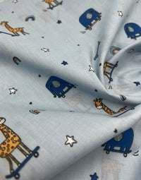Animals Scoot Printed Poly Cotton 90 GSM 80/20 44 Inch Non Stretch - T9 Fabrics