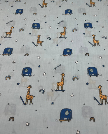 Animals Scoot Printed Poly Cotton 90 GSM 80/20 44 Inch Non Stretch - T9 Fabrics