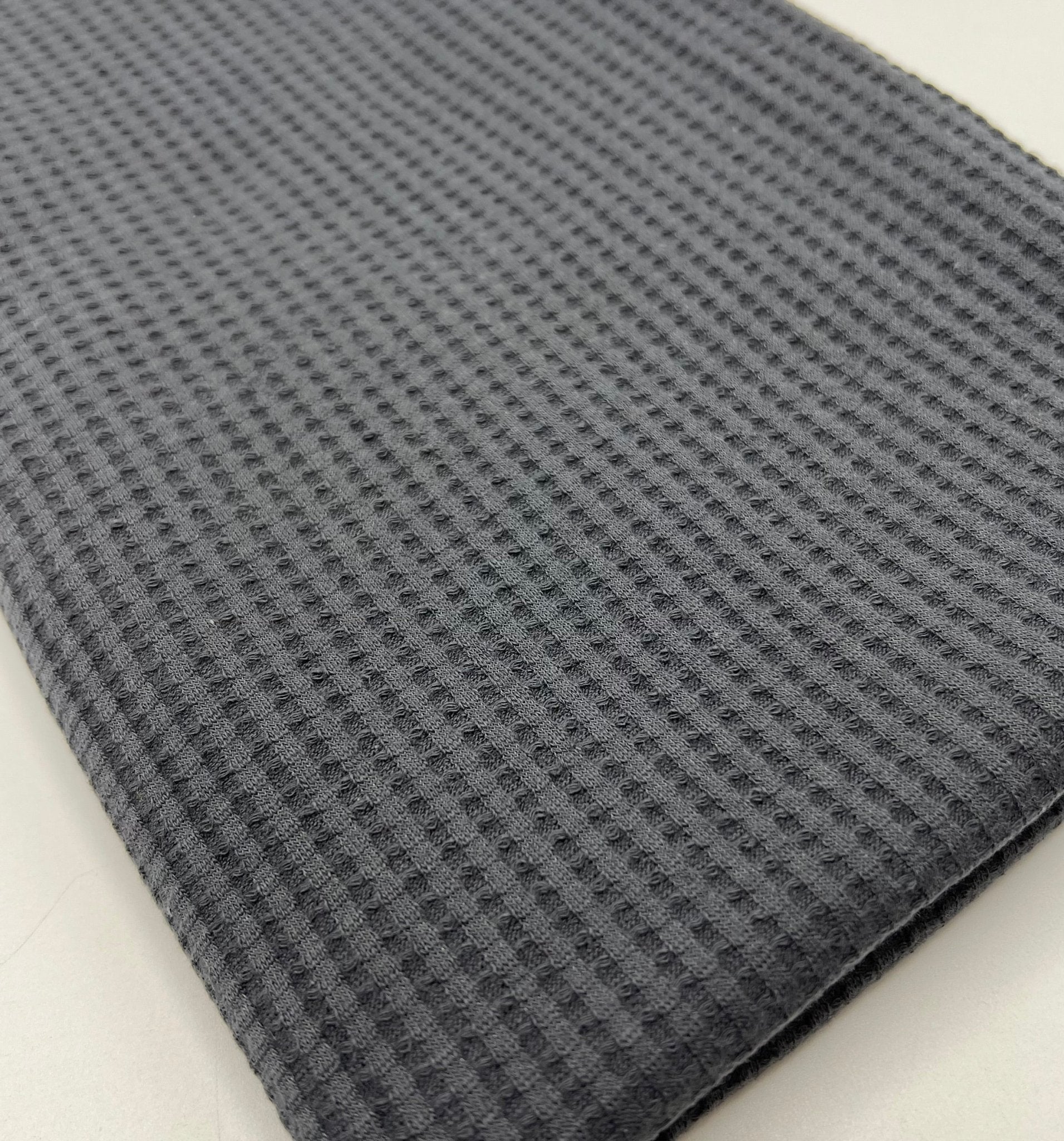 Anthracite Grey Cotton Soft Waffle Jersey Fabric 210 GSM 4 Way Stretch - T9 Fabrics
