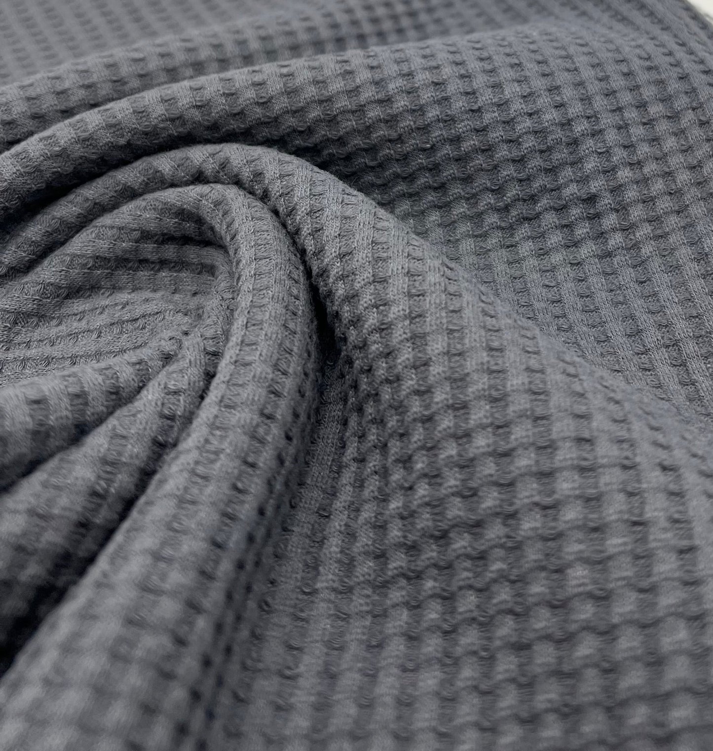 Anthracite Grey Cotton Soft Waffle Jersey Fabric 210 GSM 4 Way Stretch - T9 Fabrics