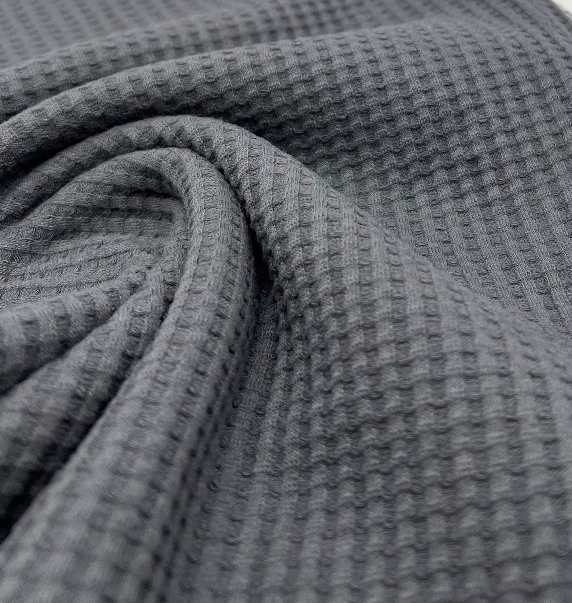 Anthracite Grey Cotton Soft Waffle Jersey Fabric 210 GSM 4 Way Stretch - T9 Fabrics