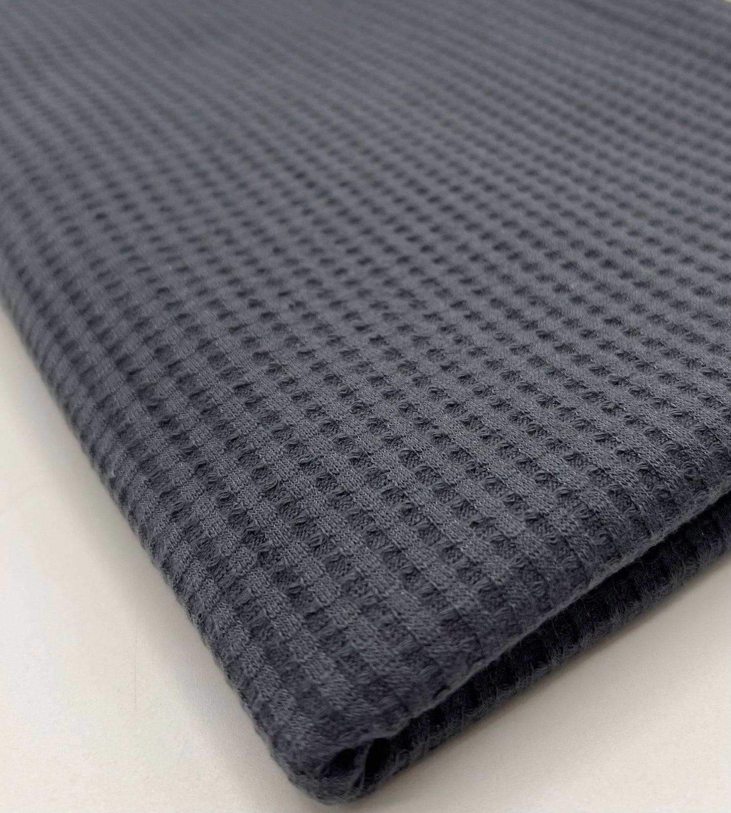 Anthracite Grey Cotton Soft Waffle Jersey Fabric 210 GSM 4 Way Stretch - T9 Fabrics