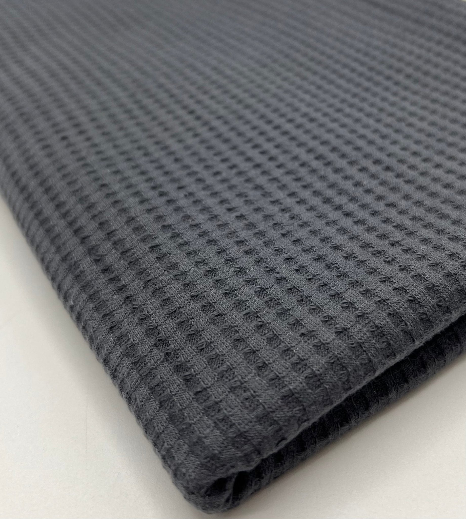 Anthracite Grey Cotton Soft Waffle Jersey Fabric 210 GSM 4 Way Stretch - T9 Fabrics