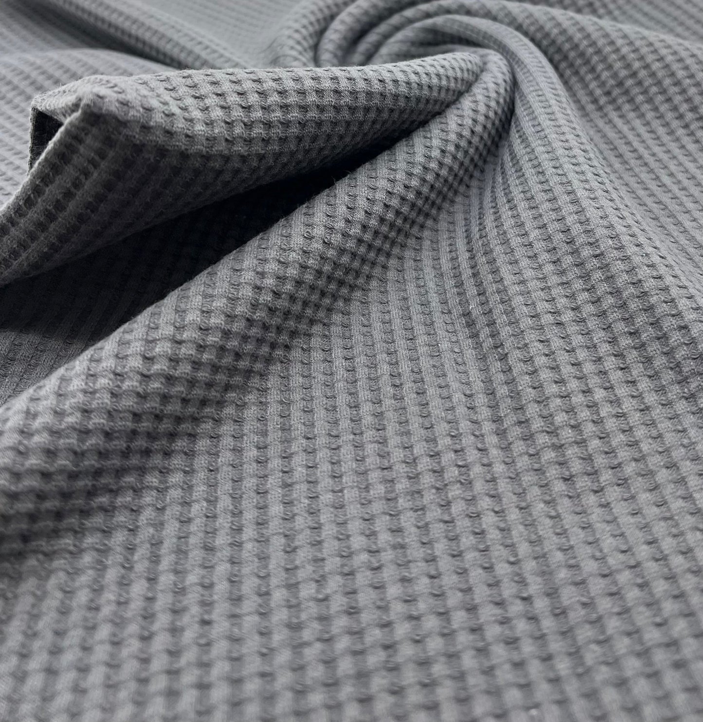 Anthracite Grey Cotton Soft Waffle Jersey Fabric 210 GSM 4 Way Stretch - T9 Fabrics