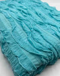 Aqua Blue Ruffle Textured 4 Way Stretch Fabric - T9 Fabrics