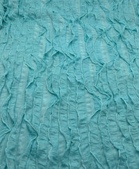 Aqua Blue Ruffle Textured 4 Way Stretch Fabric - T9 Fabrics