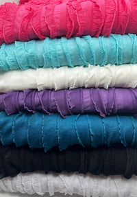 Aqua Blue Ruffle Textured 4 Way Stretch Fabric - T9 Fabrics