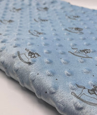 Baby Blue Rocking Horse Luxury Dimple Fleece Fabric Blanket Loungewear - T9 Fabrics