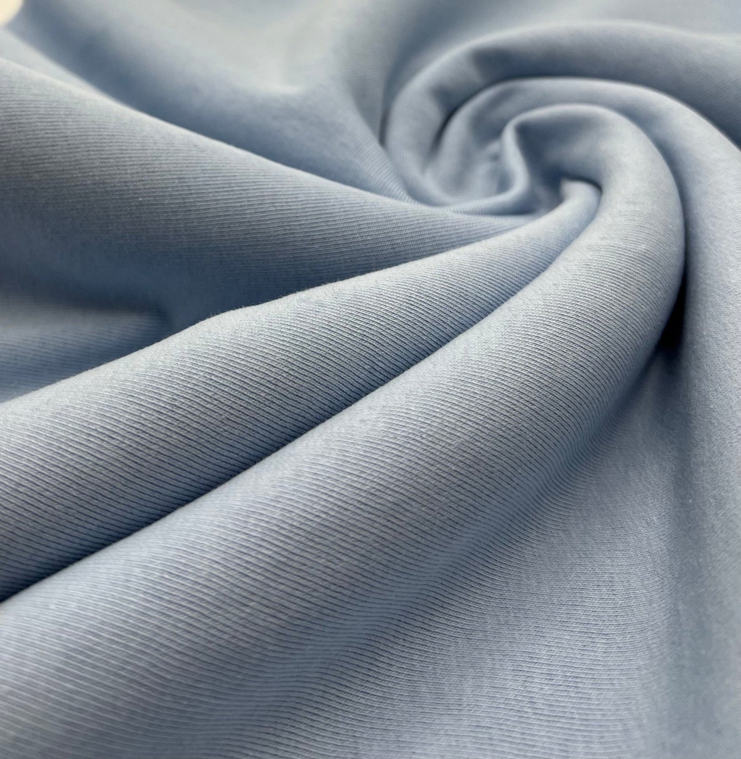 Baby Blue Thick Cotton Mix Sweatshirt Fabric 250 GSM 2 Way Stretch - T9 Fabrics