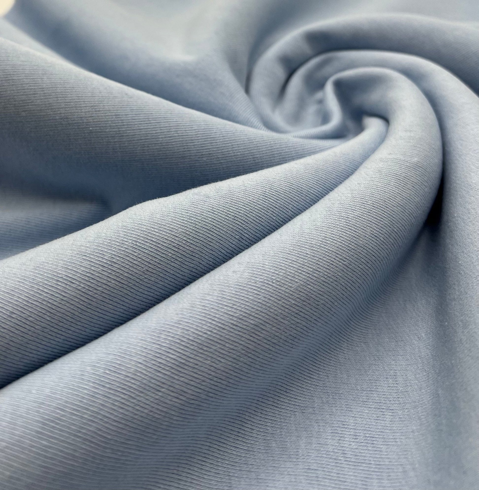 Baby Blue Thick Cotton Mix Sweatshirt Fabric 250 GSM 2 Way Stretch - T9 Fabrics