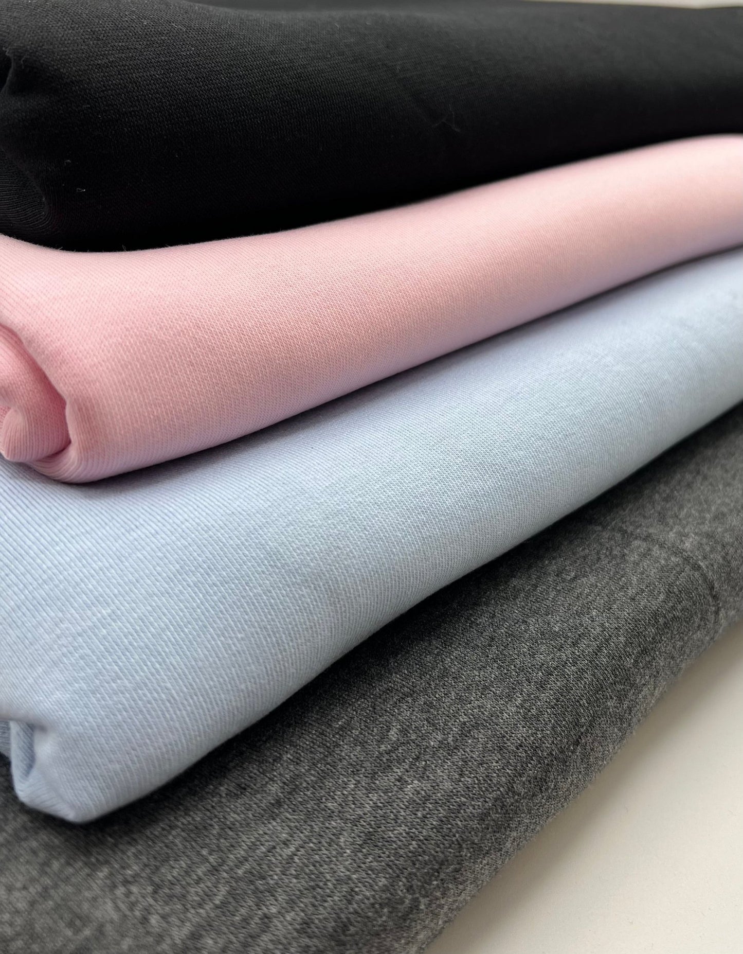 Baby Blue Thick Cotton Mix Sweatshirt Fabric 250 GSM 2 Way Stretch - T9 Fabrics