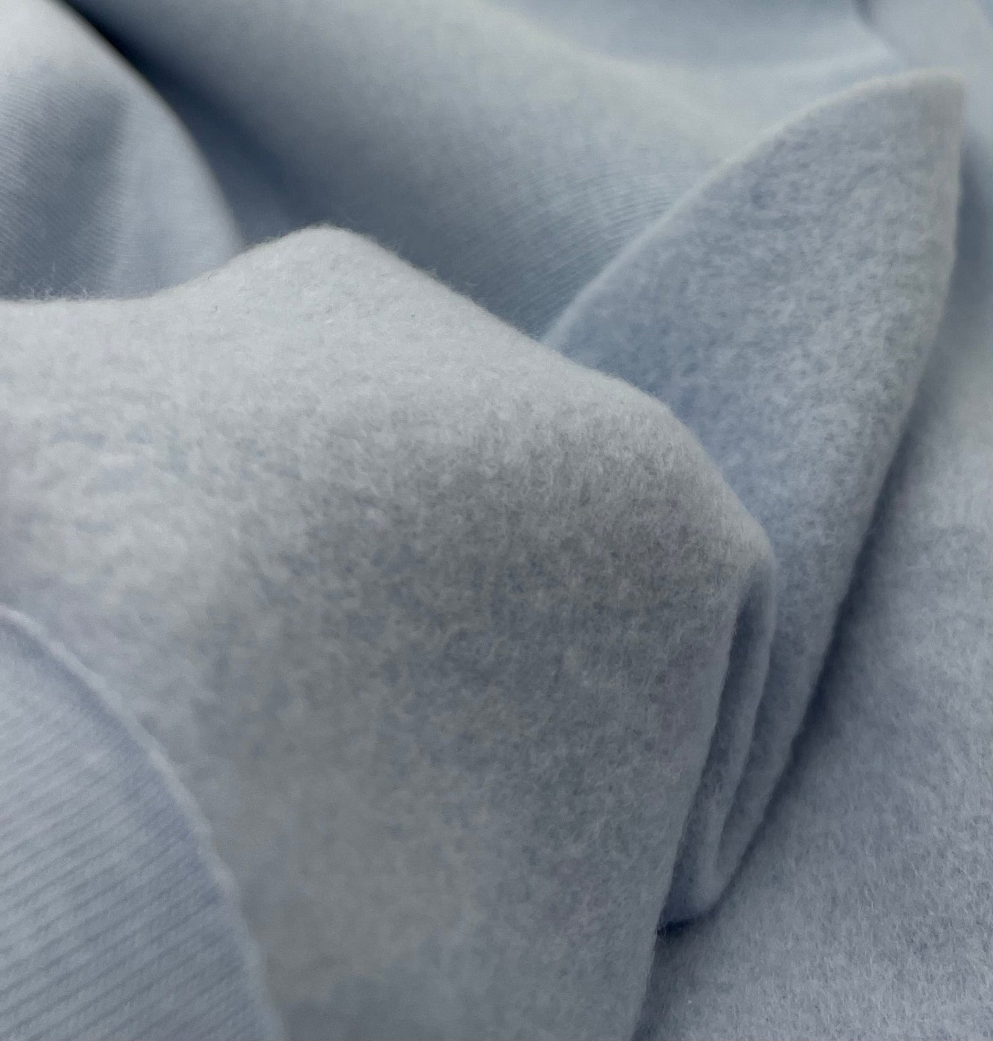 Baby Blue Thick Cotton Mix Sweatshirt Fabric 250 GSM 2 Way Stretch - T9 Fabrics