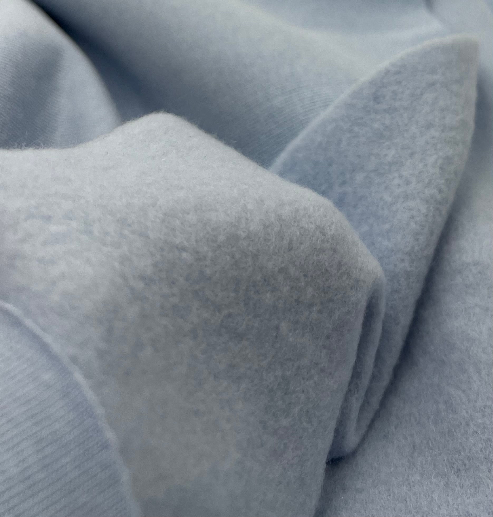 Baby Blue Thick Cotton Mix Sweatshirt Fabric 250 GSM 2 Way Stretch - T9 Fabrics