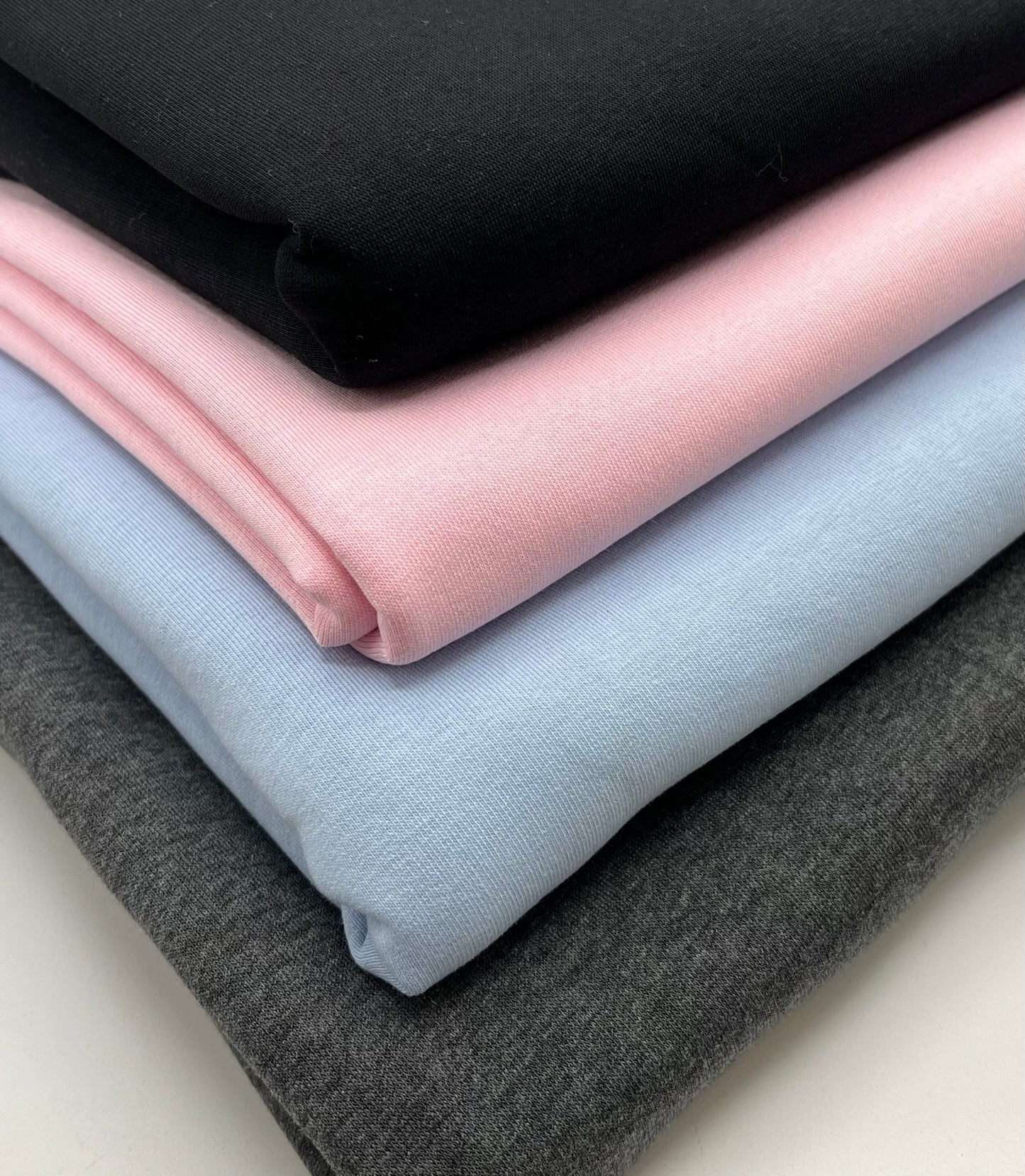 Baby Blue Thick Cotton Mix Sweatshirt Fabric 250 GSM 2 Way Stretch - T9 Fabrics