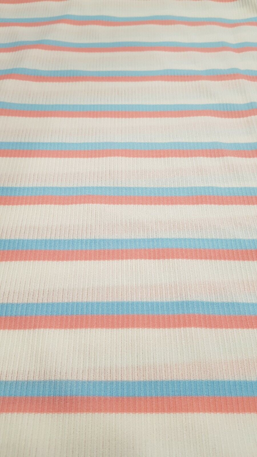 Baby Pink & Baby Blue Striped Fine Rib Stretch Fabric - T9 Fabrics