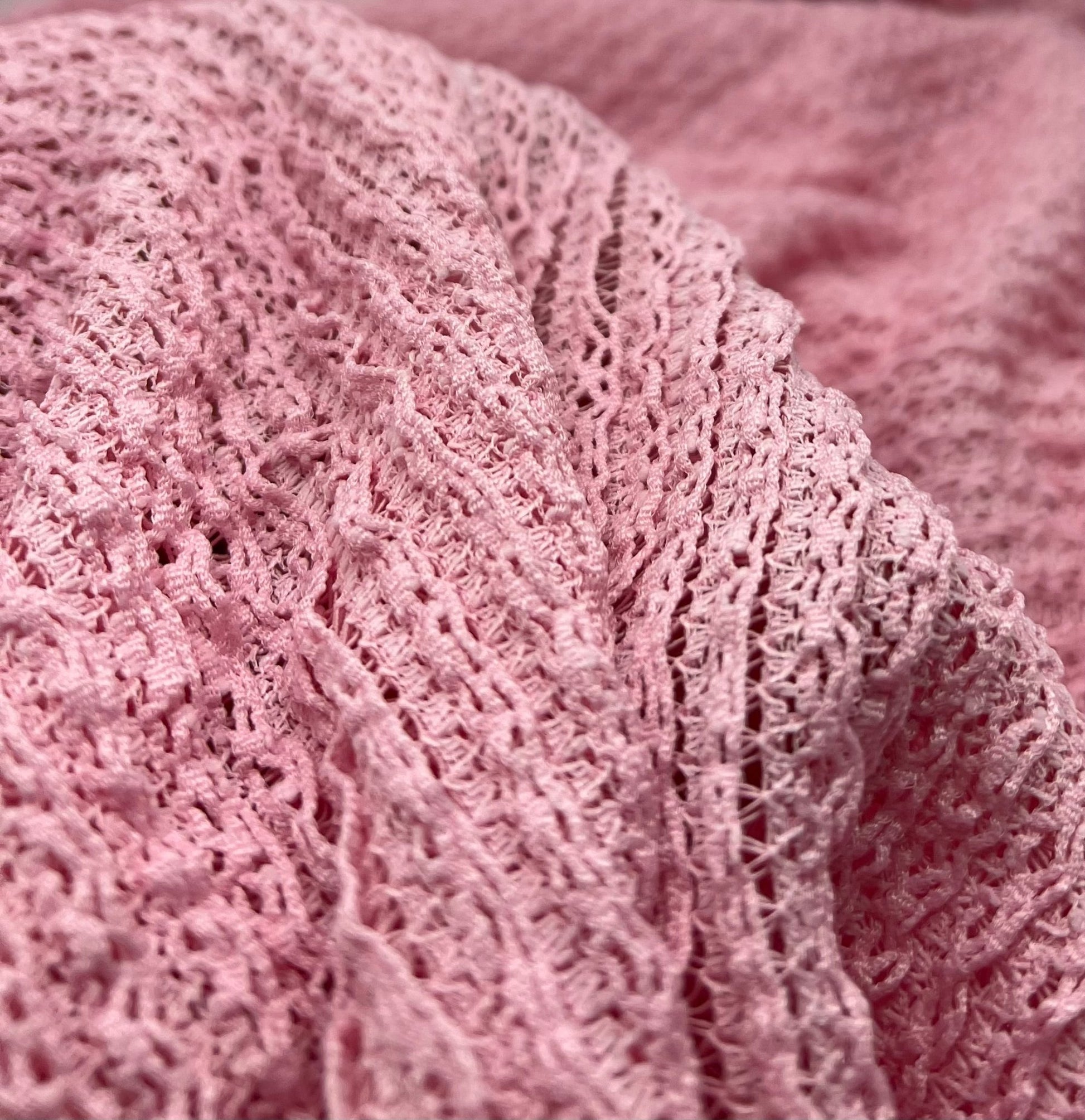 Baby Pink Ruffle Stretch Knitted Fabric - T9 Fabrics