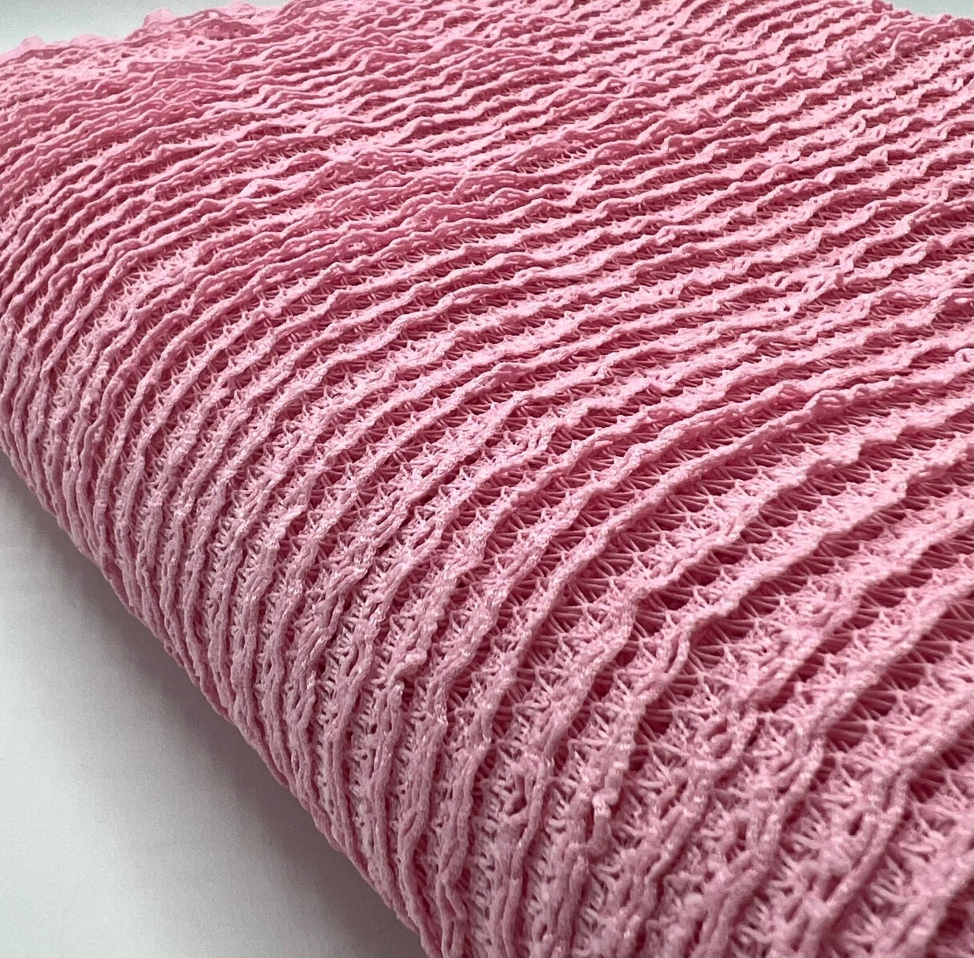 Baby Pink Ruffle Stretch Knitted Fabric - T9 Fabrics