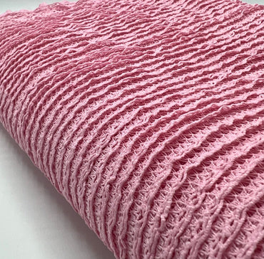 Baby Pink Ruffle Stretch Knitted Fabric - T9 Fabrics