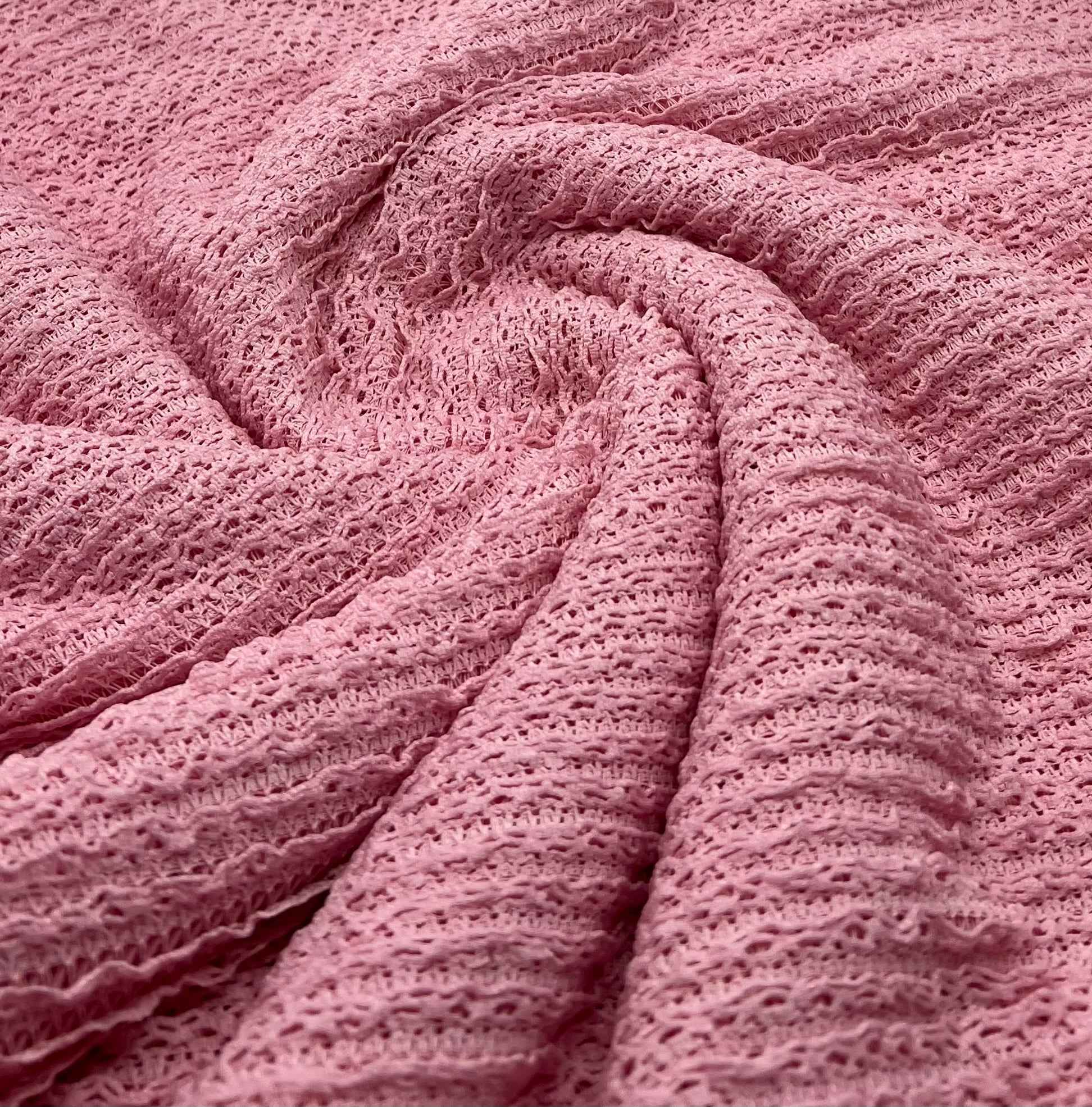 Baby Pink Ruffle Stretch Knitted Fabric - T9 Fabrics