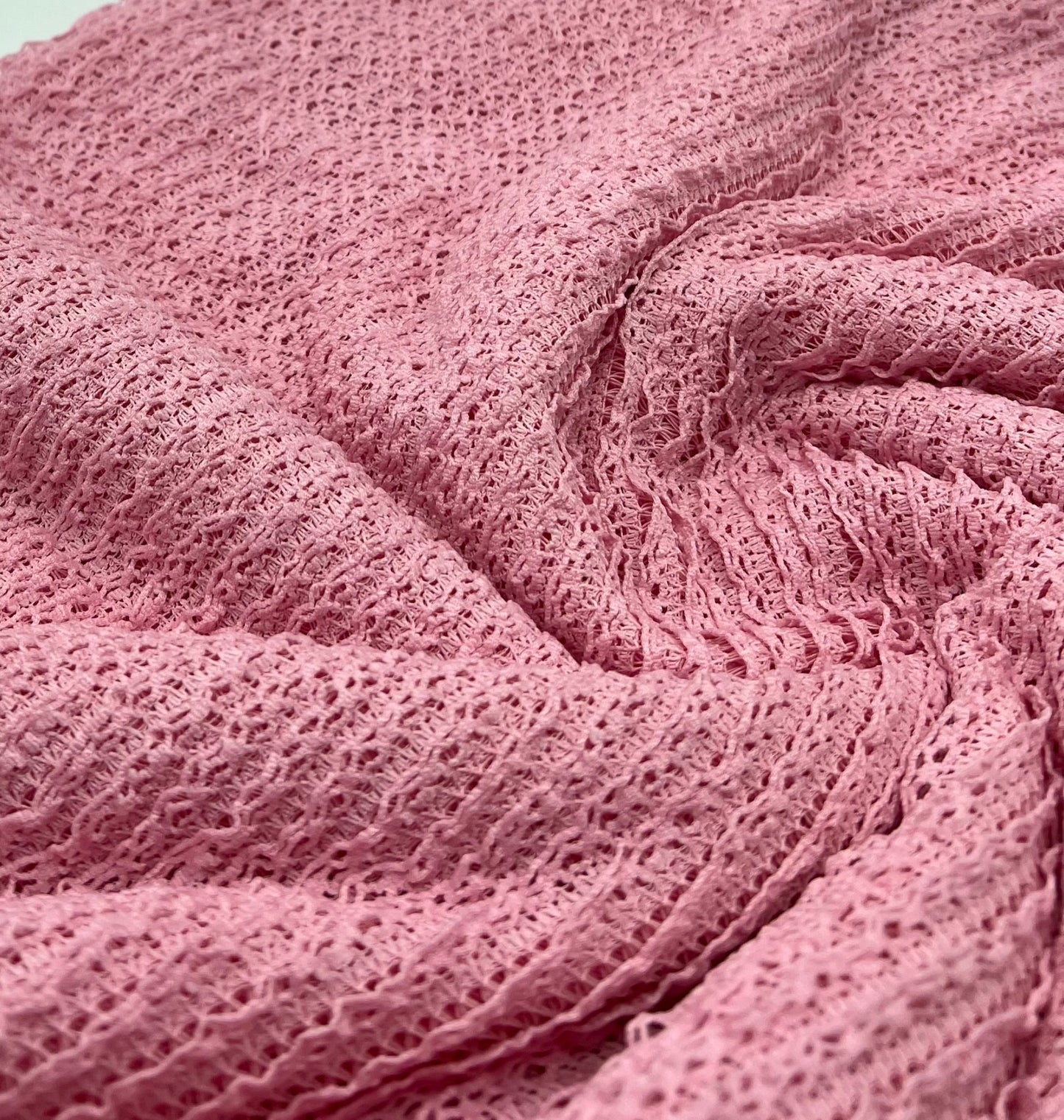 Baby Pink Ruffle Stretch Knitted Fabric - T9 Fabrics