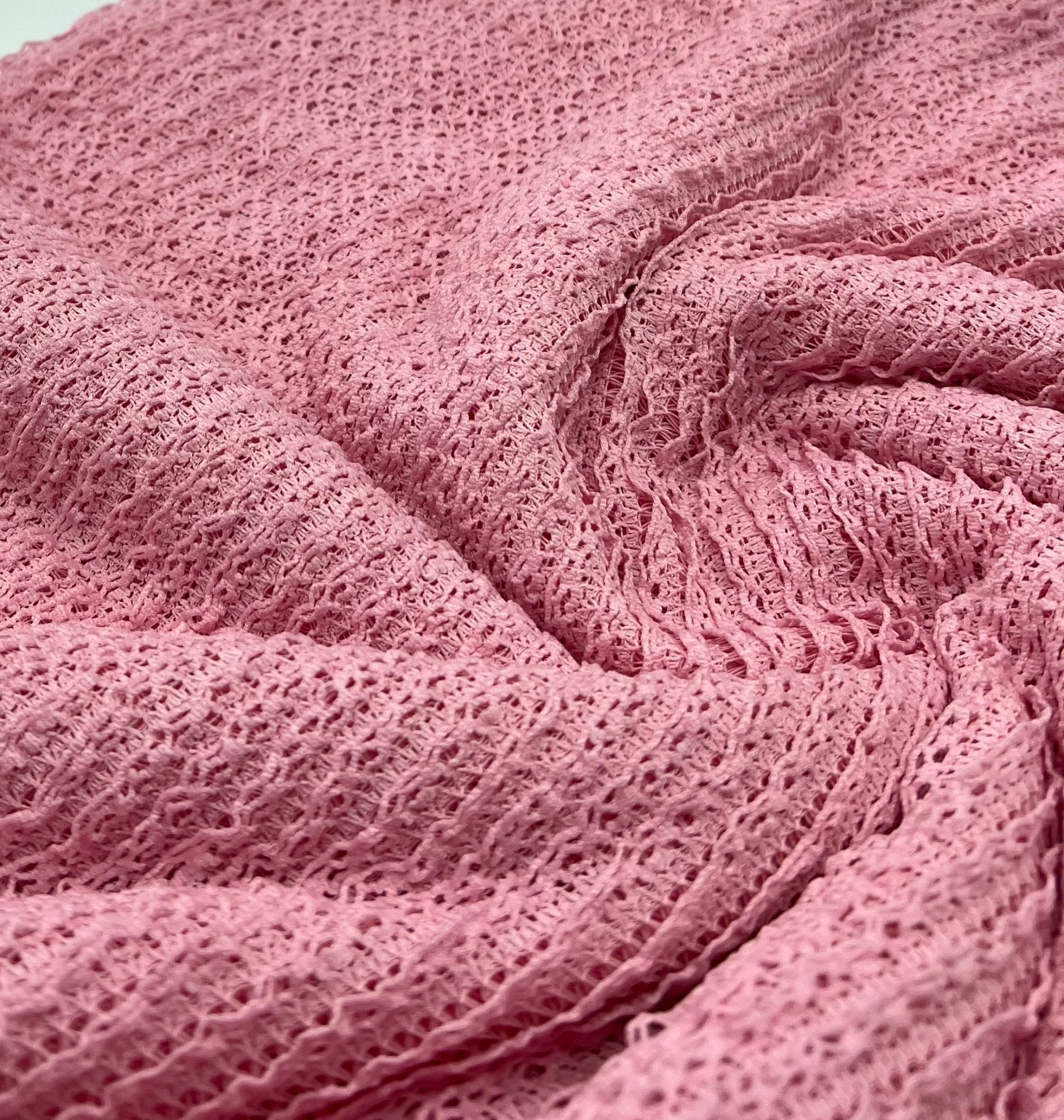 Baby Pink Ruffle Stretch Knitted Fabric - T9 Fabrics