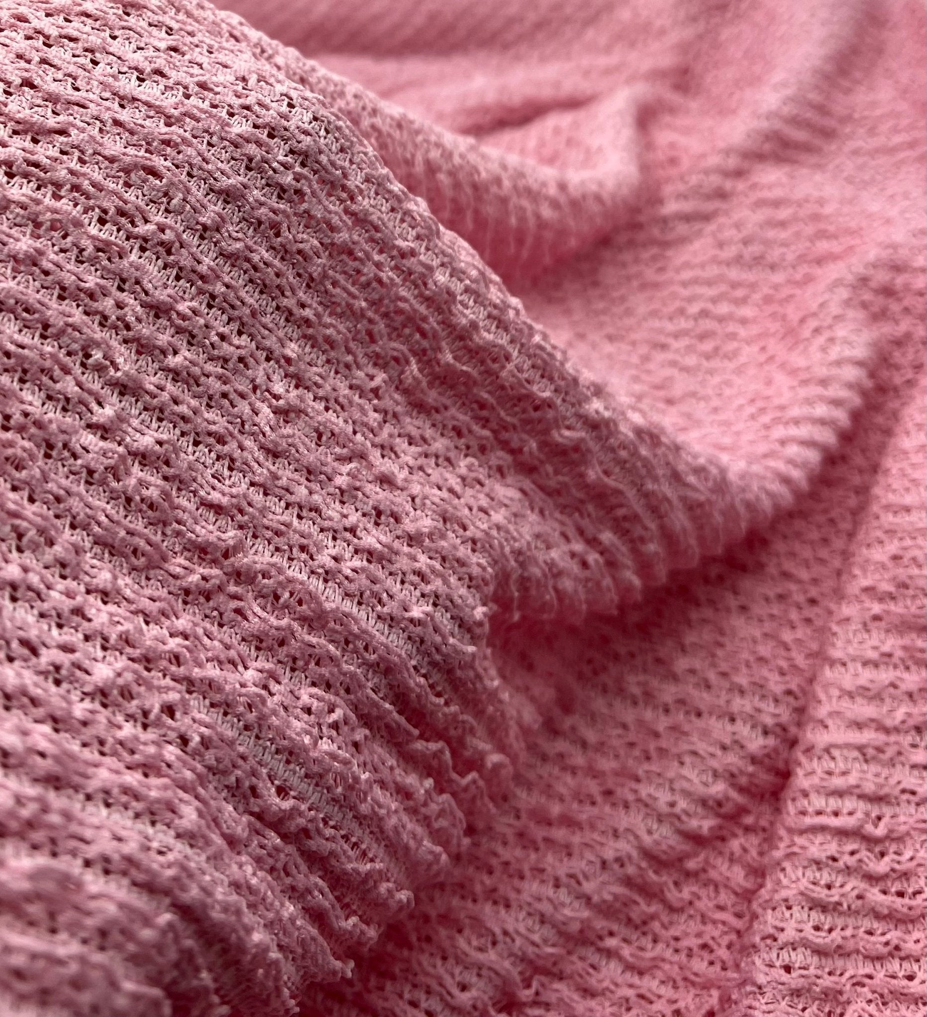 Baby Pink Ruffle Stretch Knitted Fabric - T9 Fabrics