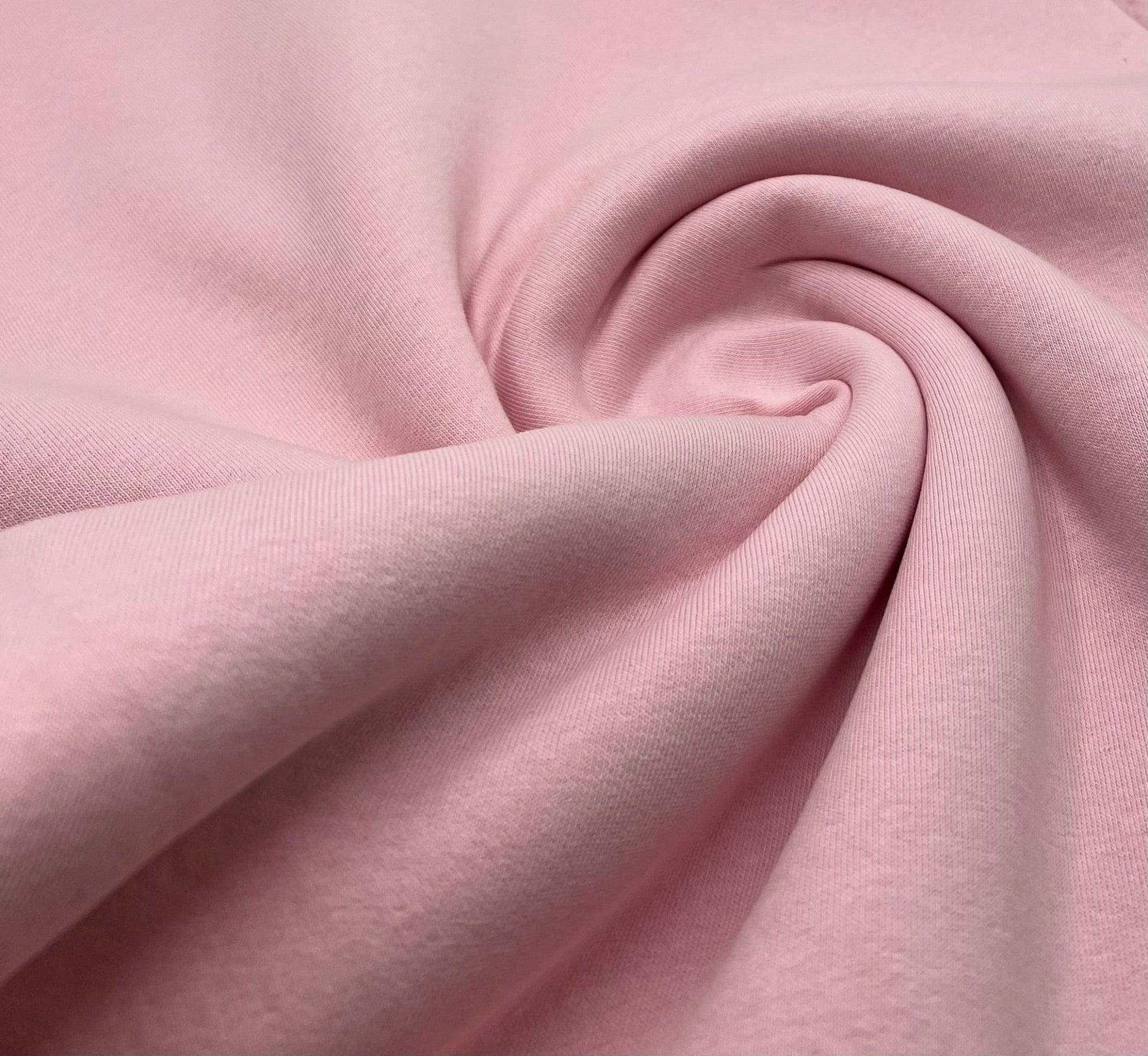 Baby Pink Thick Cotton Mix Sweatshirt Fabric 250 GSM 2 Way Stretch - T9 Fabrics