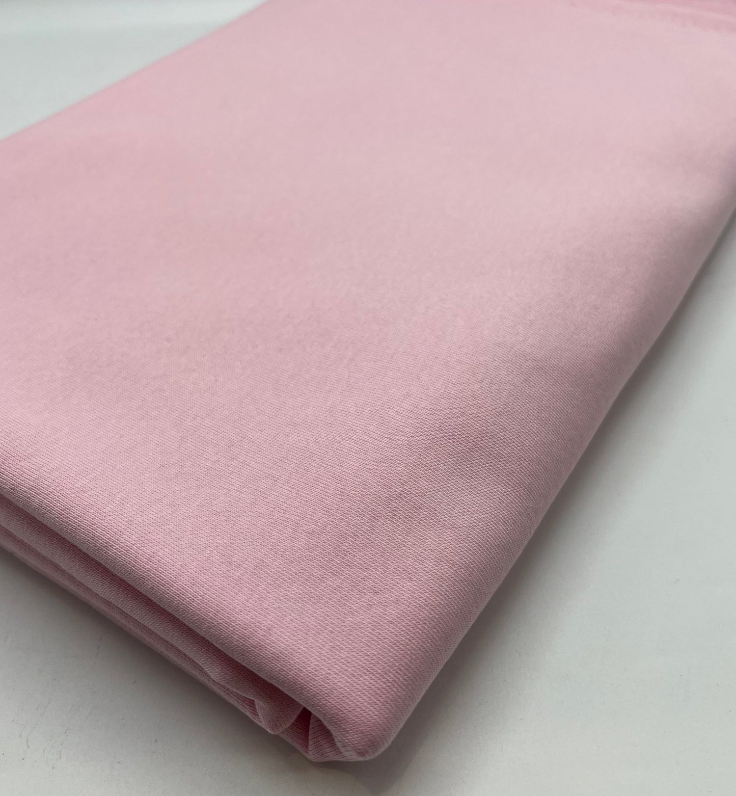 Baby Pink Thick Cotton Mix Sweatshirt Fabric 250 GSM 2 Way Stretch - T9 Fabrics