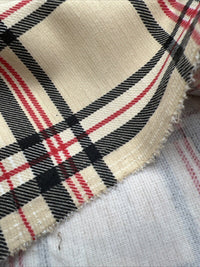 Beige Black Red Check Ponte Fabric - T9 Fabrics