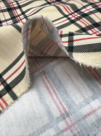 Beige Black Red Check Ponte Fabric - T9 Fabrics