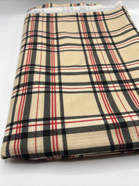 Beige Black Red Check Ponte Fabric - T9 Fabrics