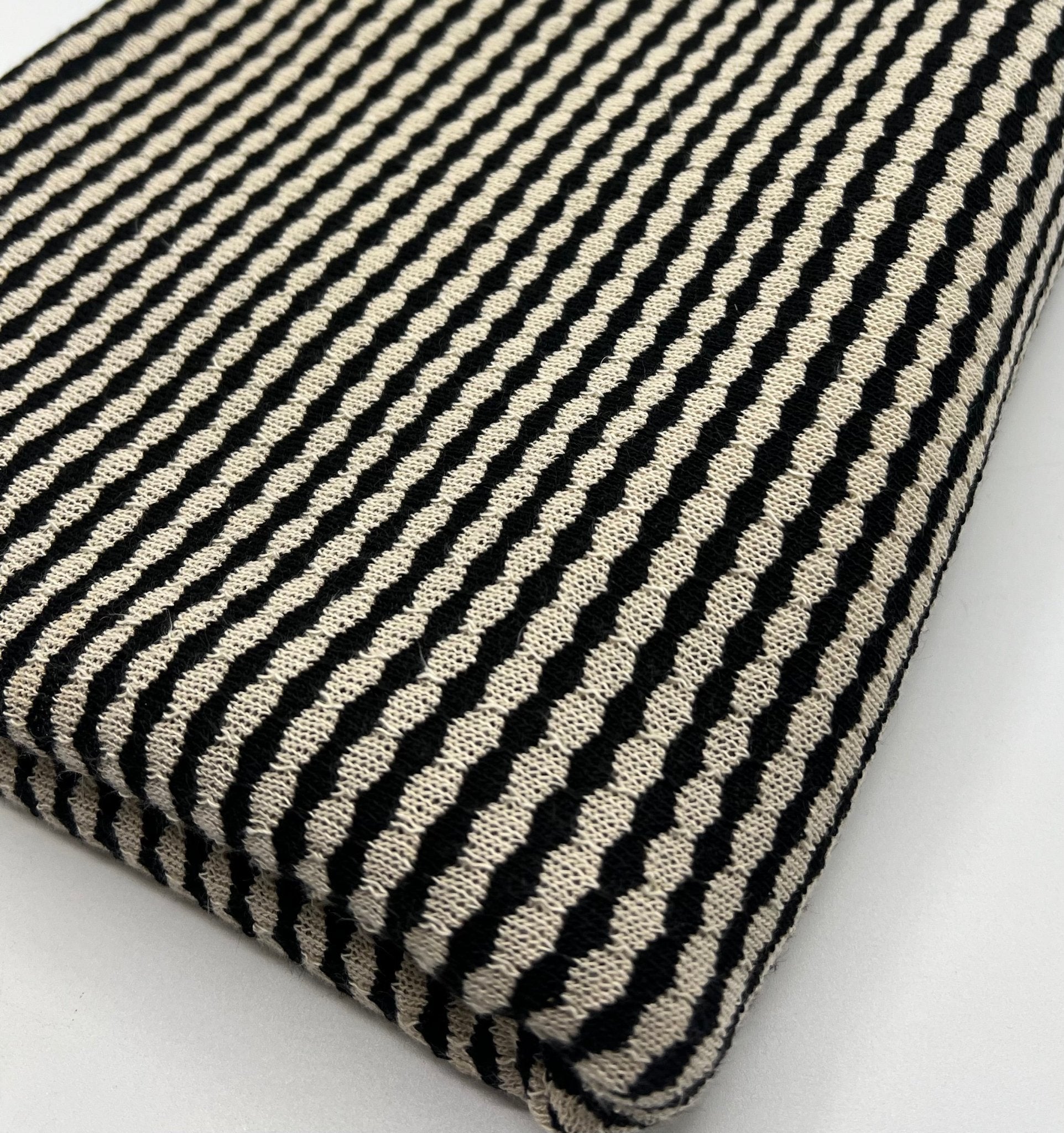 Beige Black Stripe Knitted 2 Way Stretch Fabric - T9 Fabrics