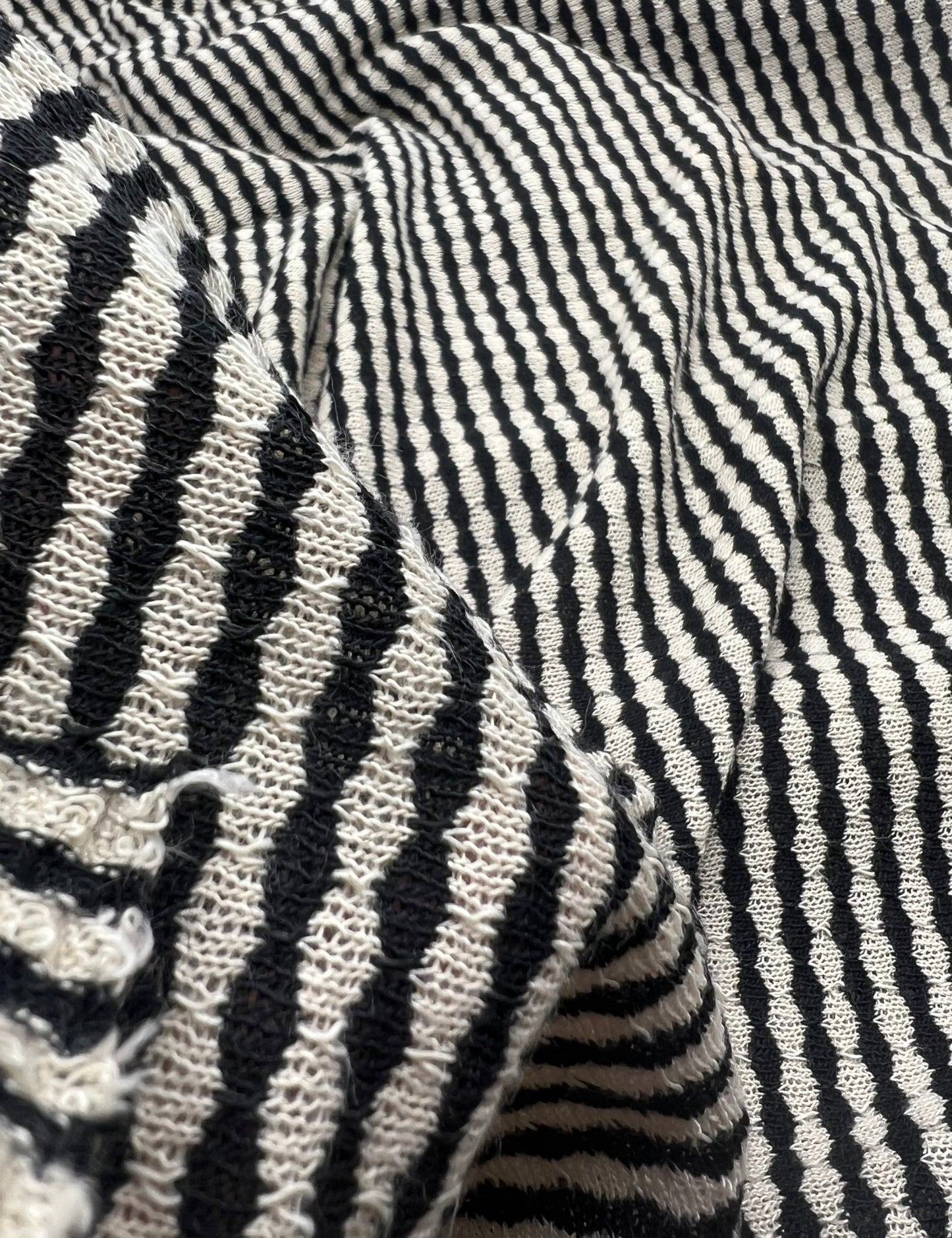 Beige Black Stripe Knitted 2 Way Stretch Fabric - T9 Fabrics