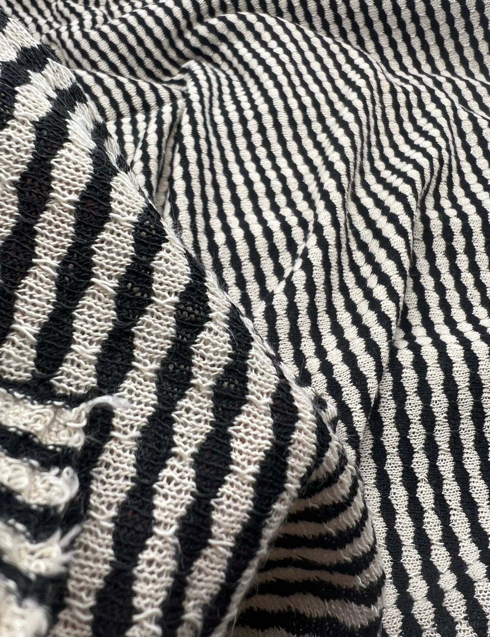 Beige Black Stripe Knitted 2 Way Stretch Fabric - T9 Fabrics