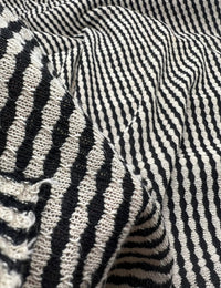 Beige Black Stripe Knitted 2 Way Stretch Fabric - T9 Fabrics