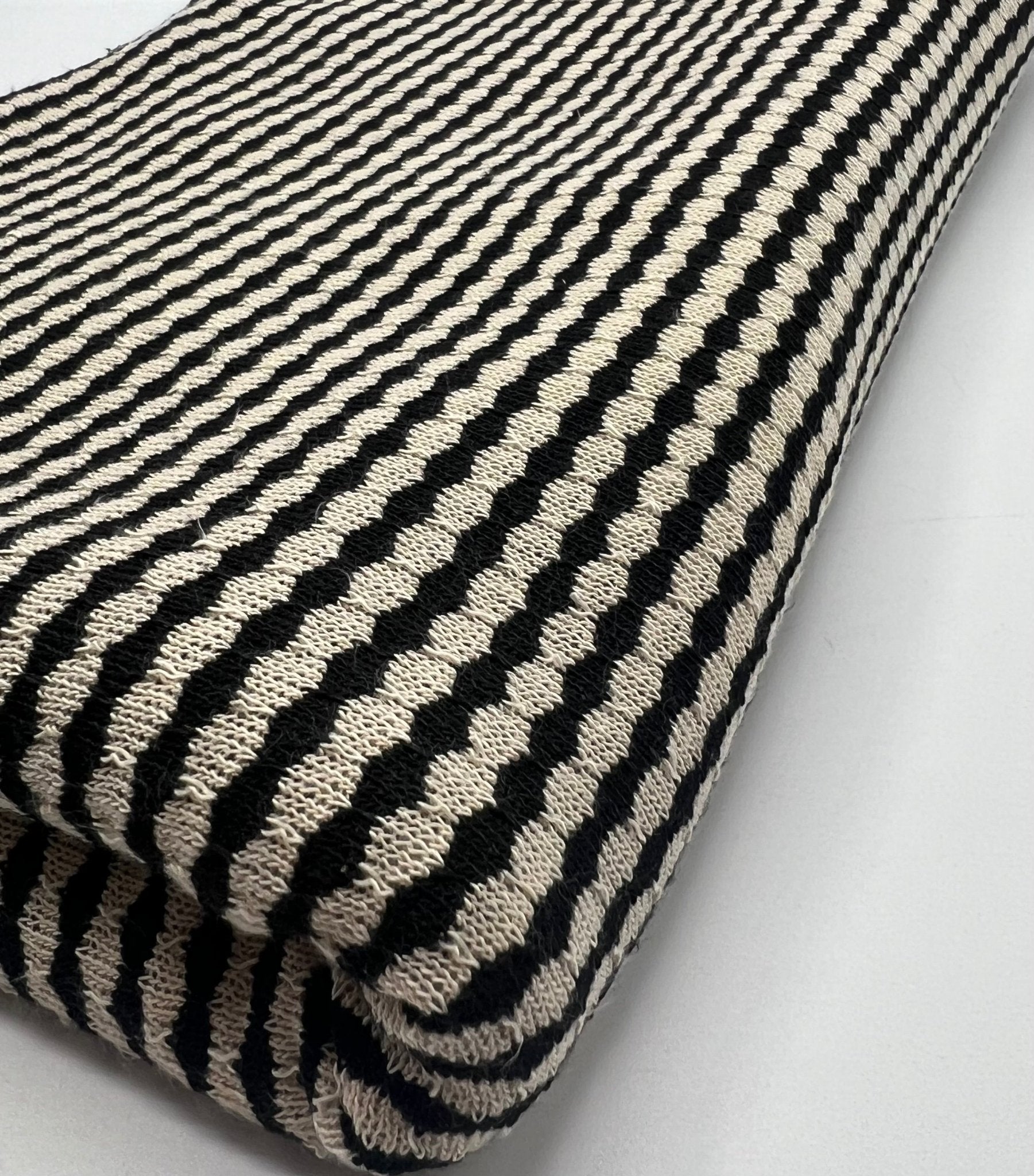 Beige Black Stripe Knitted 2 Way Stretch Fabric - T9 Fabrics