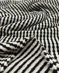 Beige Black Stripe Knitted 2 Way Stretch Fabric - T9 Fabrics