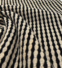 Beige Black Stripe Knitted 2 Way Stretch Fabric - T9 Fabrics