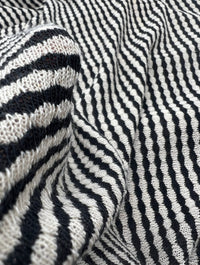 Beige Black Stripe Knitted 2 Way Stretch Fabric - T9 Fabrics