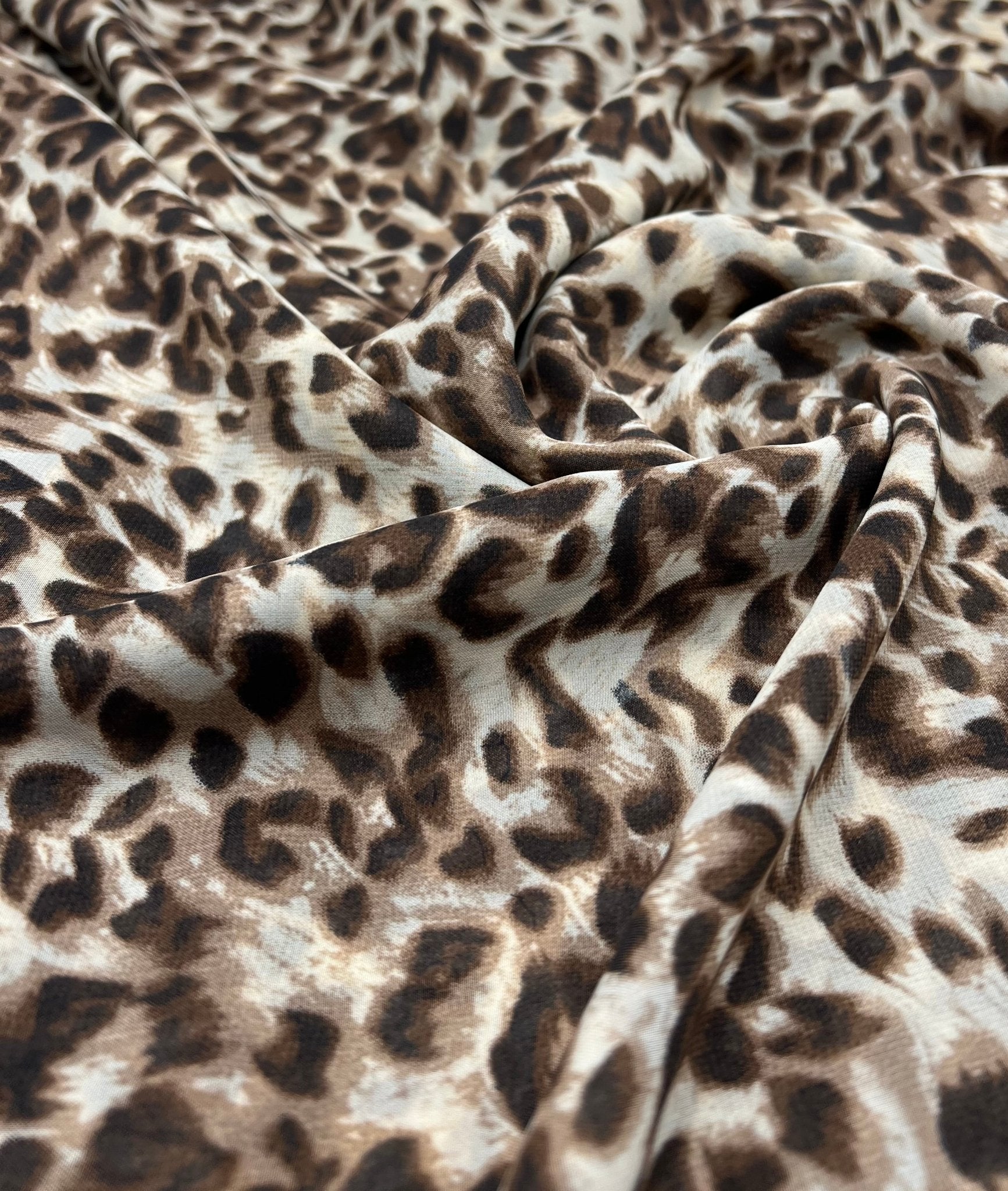Beige Brown Animal Printed Chiffon Dress Fabric - T9 Fabrics
